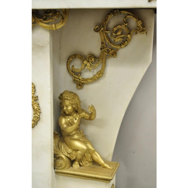Early 20th Century French Louis XV Style Marble & Figural Bronze Ormolu Console Table W/ Cherubs For Sale - Image 10 of 12