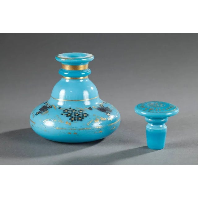 Traditional Charles X Blue Opaline Perfume Bottle For Sale - Image 3 of 6