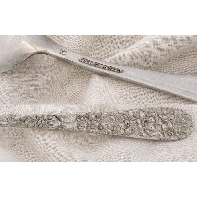 Traditional Kirk Stieff Rose Pattern Sterling Teaspoons, 7pc For Sale - Image 3 of 4