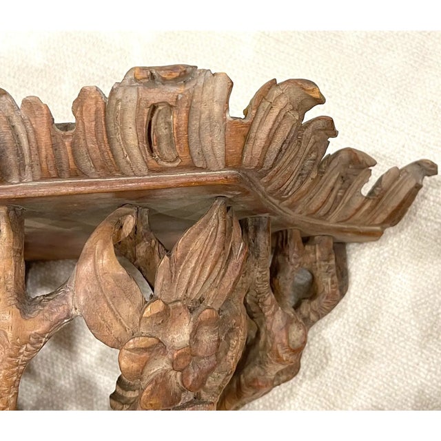 Wood Vintage Carved Faux Bois Floral Wall Shelves For Sale - Image 7 of 10