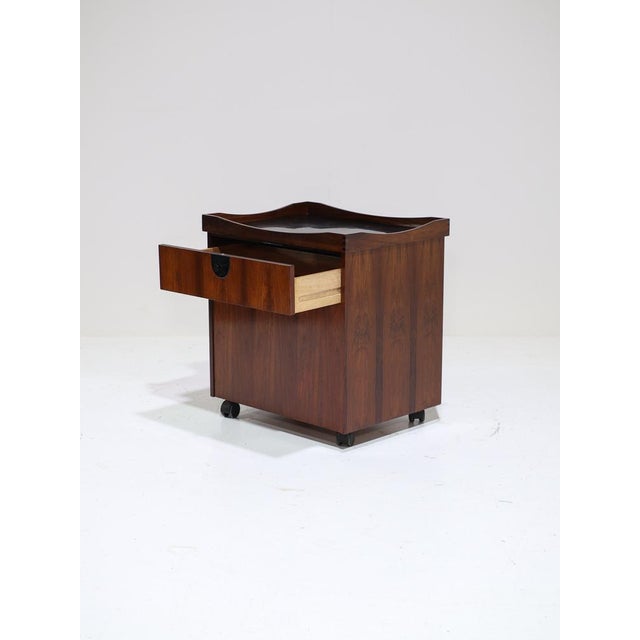Bar Cart Serving Trolley with Tray in Rosewood, Denmark, 1960s For Sale - Image 4 of 18