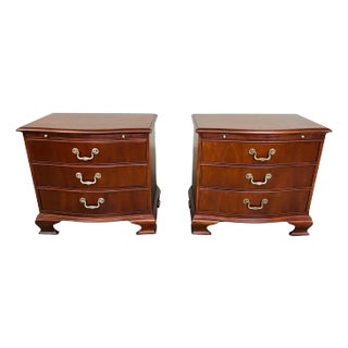 Chippendale Style Baker Furniture Mahogany & Brass Night-Stands For Sale