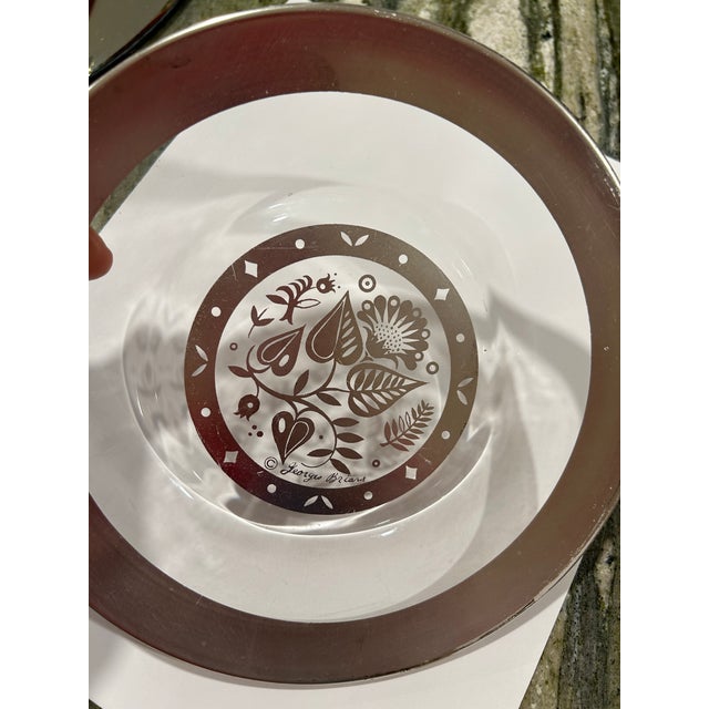 Glass 1960s Georges Briard Glass Plates With Sterling Silver Design For Sale - Image 7 of 10