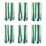 Contemporary Verdure Stripe Italian Murano Glass Tumblers - Set of 6 For Sale
