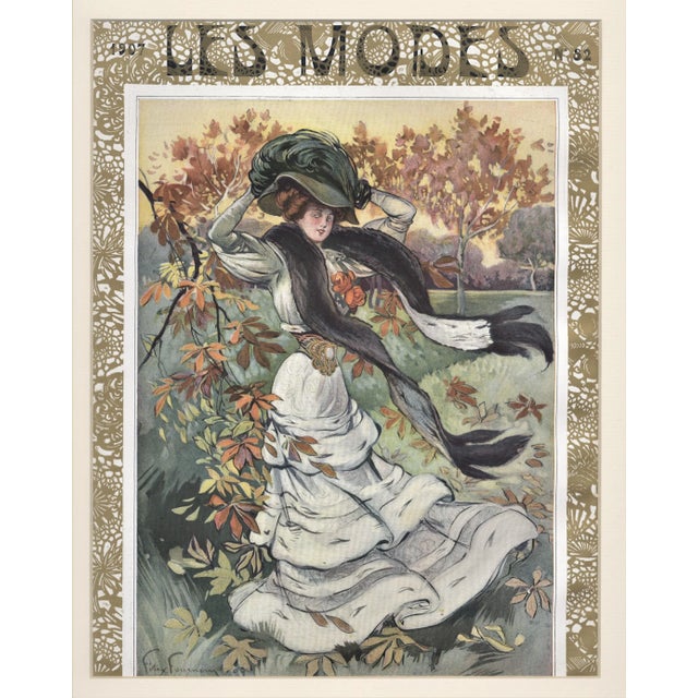 1900 - 1909 Matted Art Nouveau 1907 French Fashion Print For Sale - Image 5 of 5