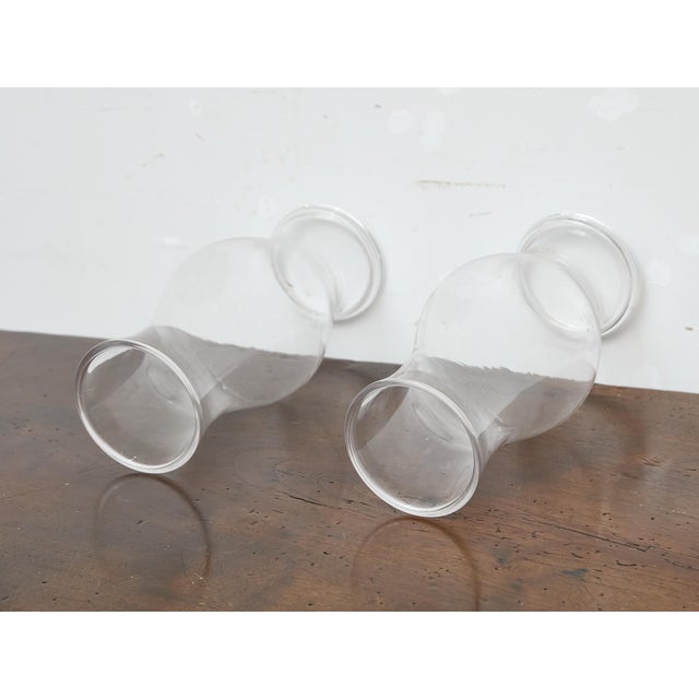 Pair of Tall Clear Glass Hurricane Shades, English Circa 1900 For Sale - Image 4 of 7