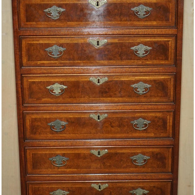 Gold Burr Walnut Tallboy Chest of 10 Drawers For Sale - Image 8 of 18