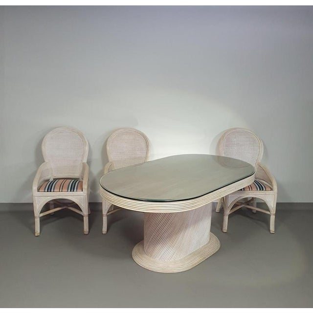 Pensil reed / Split reed table / 3 × chair / dining set / Wide 160Depth 92Height 75 cm