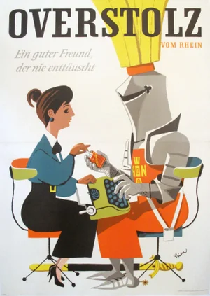 1950s German Art Deco Cigarette Poster