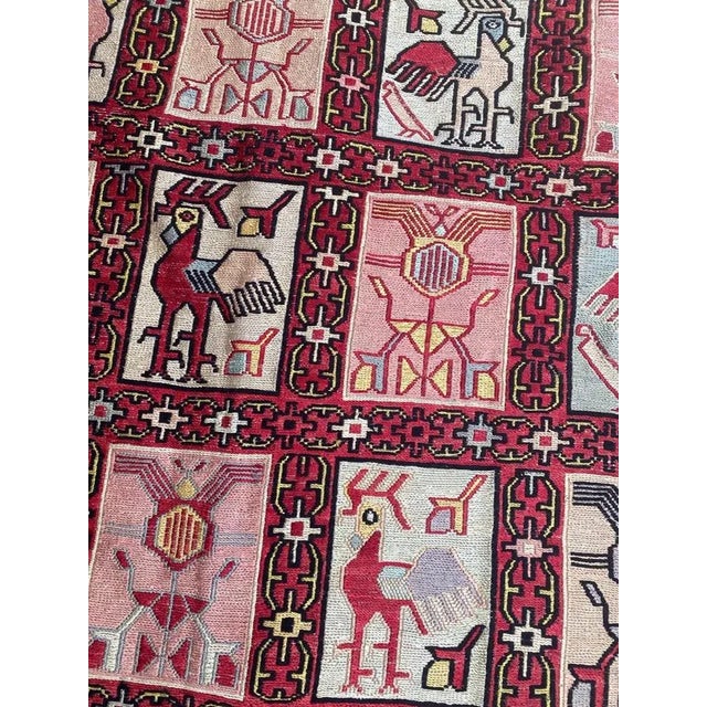 Textile Silk Verneh Soumak Embroidered Flat Rug For Sale - Image 7 of 18