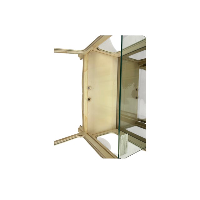 Vintage Henredon Faux Goatskin Pan Asian Campaign Curio Cabinet Hutch Display B For Sale - Image 15 of 18