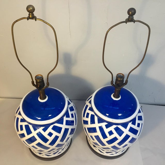 Frederick Cooper Blue & White Ginger Jar Lamps A Pair Chairish