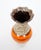 Contemporary Mid-Century West German Glazed Porcelain Vase, Orange, Eggshell & Brown 10" Tall For Sale - Image 3 of 10