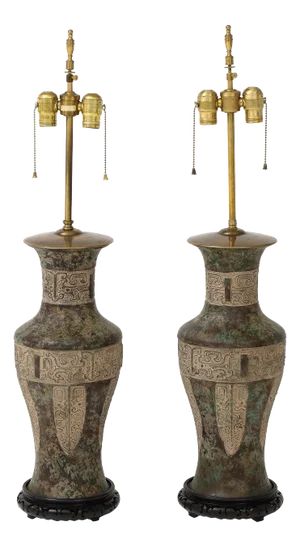 Warren Kessler 1960's Bronze Table Lamps - A Pair