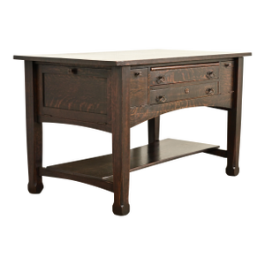 Stickley Brothers Style Antique Mission Oak Arts & Crafts Desk or Library Table, Circa 1910