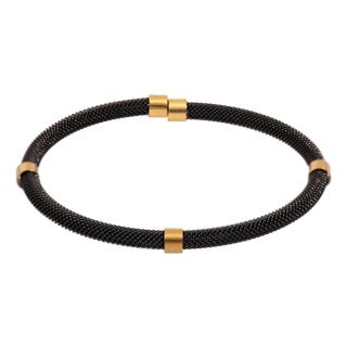 Men's Fashion Style Black Steel & Gold Bracelet For Sale