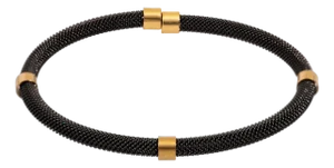 Men's Fashion Style Black Steel & Gold Bracelet