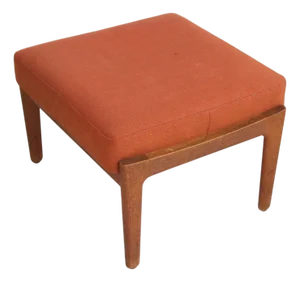 Mid 20th Century Hans J. Wegner For Getama 'Cigar' Stool In Solid Oak With Orange Cushion