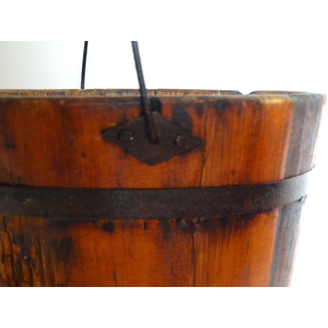 Wood Antique American Staved Maple Sap Bucket For Sale - Image 7 of 14