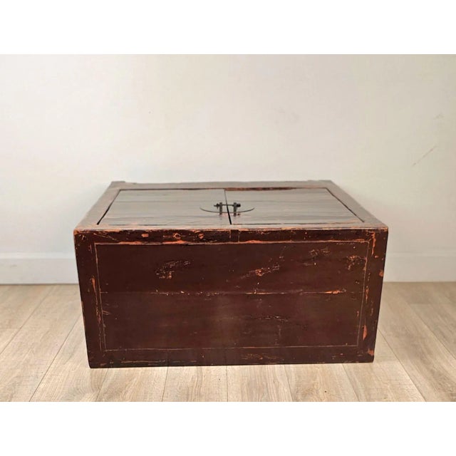 Burgundy Cinnabar Painted Chinese Cabinet, Late 19th Century For Sale - Image 8 of 8