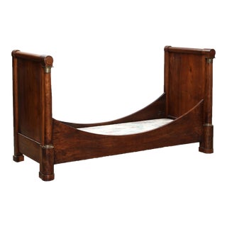 Antique Early 19c Empire Bronze Mounted Mahogany Day Bed For Sale