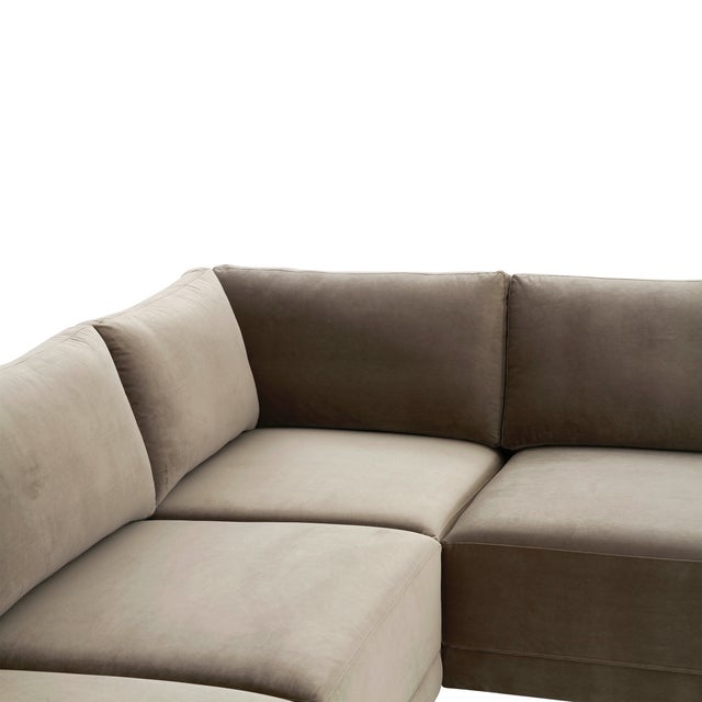 2020s Willow Taupe Modular 5-Piece Performance Velvet L Sectional For Sale - Image 5 of 7