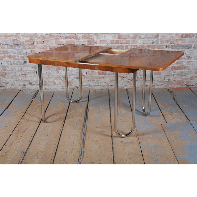Bauhaus Folding Table in Oak by J. Halabala for Up Zavody, Czech, 1930s For Sale - Image 14 of 18