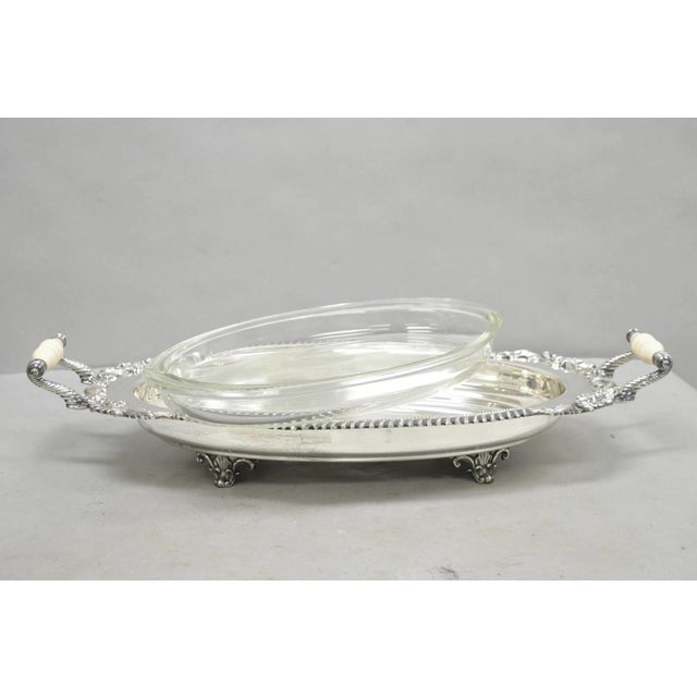 Metal Antique Sheffield Victorian Silver Plated Large Twin Handle Serving Dish Platter For Sale - Image 7 of 16