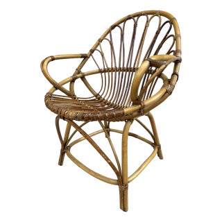 Vintage Rattan Armchairs, France, 1960s, Set of 10 For Sale