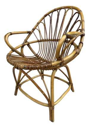 Vintage Rattan Armchairs, France, 1960s, Set of 10