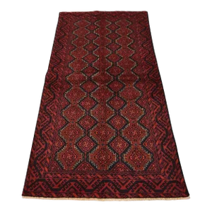 Vintage Baloch Rug 3'8'' X 6'11'' Blue Wool Tribal Hand-Knotted Oriental Carpet