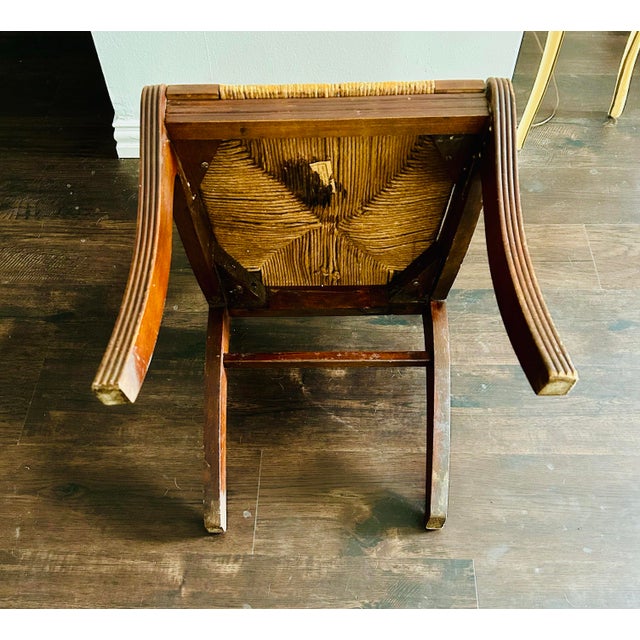 Vintage Tell City Mahogany Harp Back Rush Seat Chair For Sale - Image 10 of 12