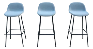 Danish Modern Iskos-Berlin for Muuto Fiber Bar Stools With Backrest - Set of 3
