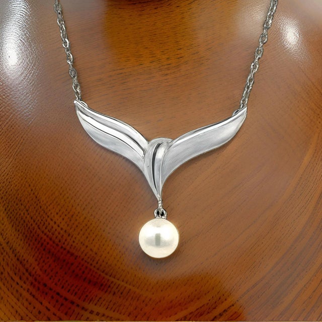 Japanese 1990s Mikimoto Estate Akoya Pearl Necklace 17" Sterling Silver 6.50 mm For Sale - Image 3 of 8