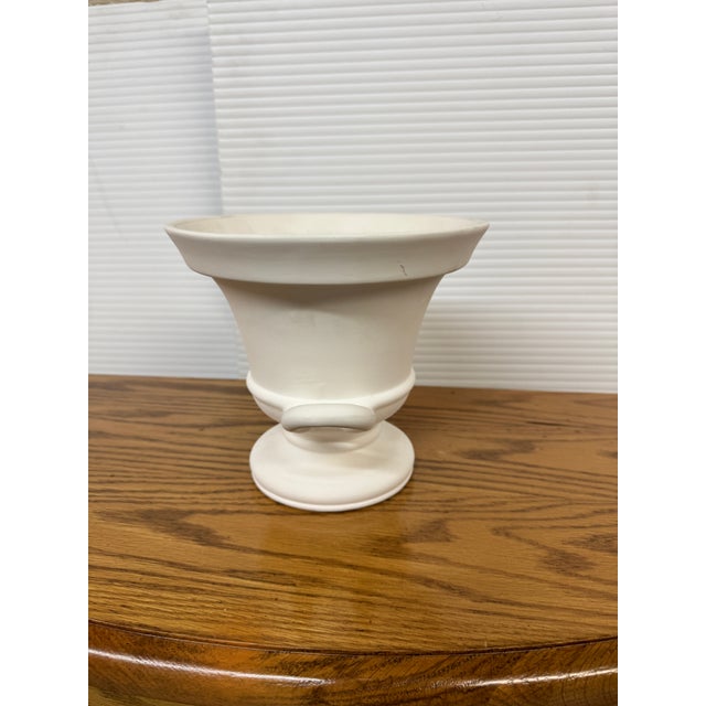 White Double Handle Trophy Urn/Pedestal Vase, White For Sale - Image 8 of 12