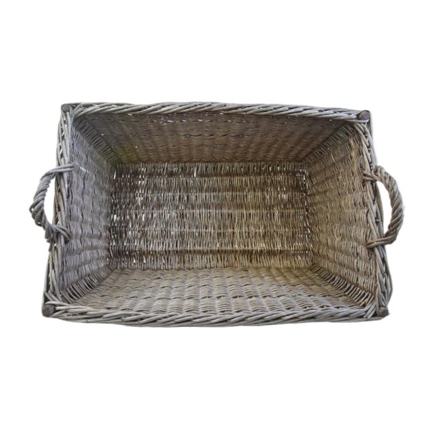 Rustic Primitive Farmhouse French Wicker Market Basket With Number Plate For Sale In Los Angeles - Image 6 of 8