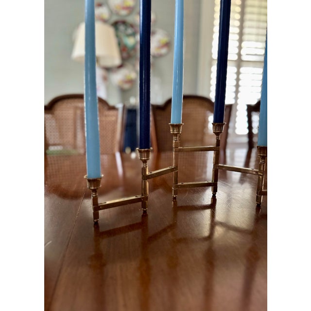 Metal Midcentury Brass 6 Candle Candelabra For Sale - Image 7 of 8