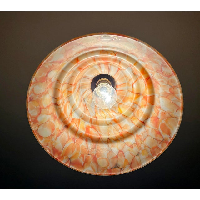 Art Deco Pendant Light in Pink Marble Glass, 1930s For Sale - Image 15 of 18