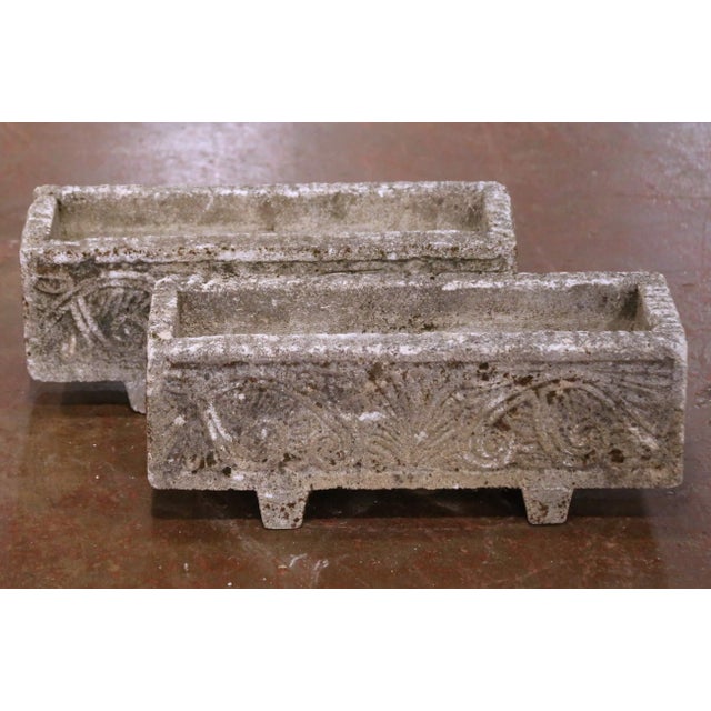 Neoclassical Pair of Early 20th C. French Neoclassical Stone Garden Planters For Sale - Image 3 of 9