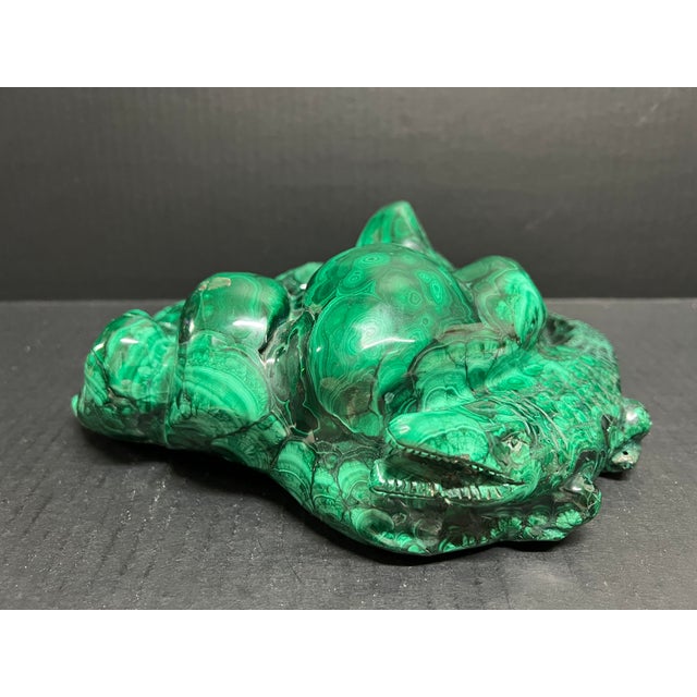 Late 20th Century Carved Solid Malachite Stone Animal Sculpture For Sale - Image 5 of 11