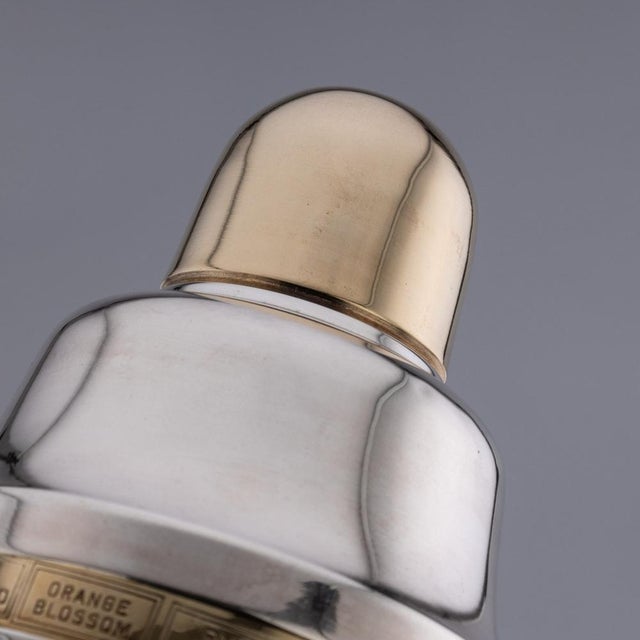 Gold 20th Century American Silver Plated Recipe Cocktail Shaker, 1930s For Sale - Image 8 of 14