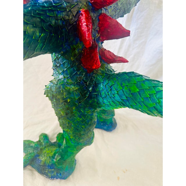 1980s Whimsical Paper Mache' Dragon Sculpture by Artist James C. Osterberg For Sale - Image 5 of 11