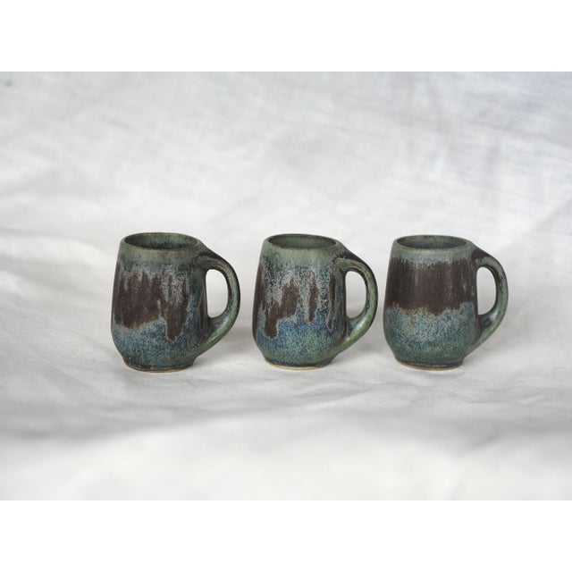 Ceramic Early 20th French Denbac Miniature Flamed Stoneware Art Nouveau Mugs- Set of 3 For Sale - Image 7 of 8