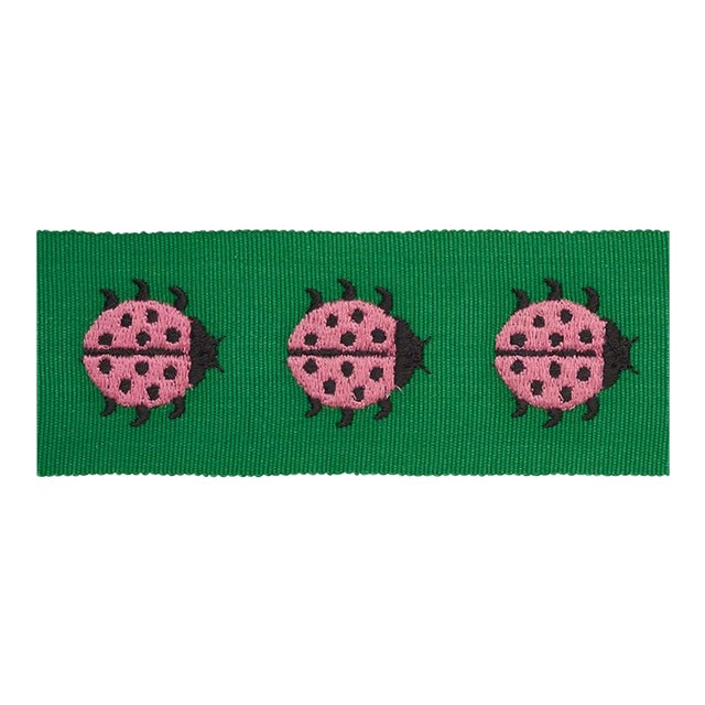 Sample - Schumacher Ladybird Tape in Pink & Green For Sale