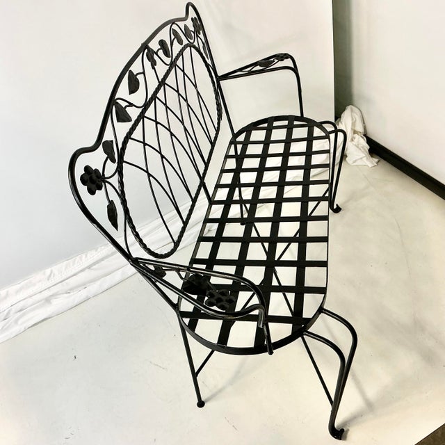 1950s Vintage Italian Boho Chic Mario Papperzini for Salterini Tole Metal Garden Bench, Attributed For Sale - Image 15 of 16