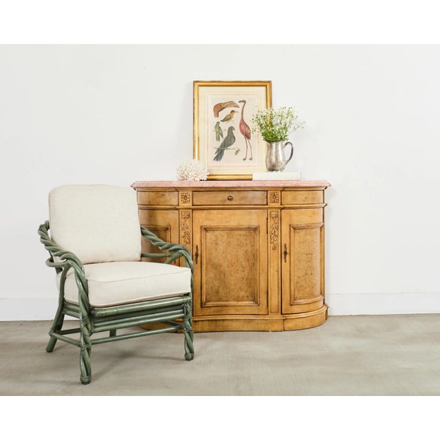 Bespoke organic modern twisted rattan lounge chair by McGuire in a fantastic celadon green color. The custom ordered chair...