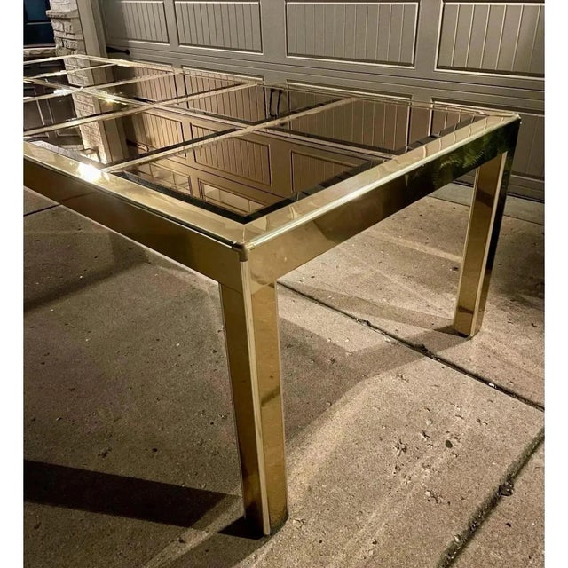 Brass Hollywood Regency Brass & Glass Dining Table by Mastercraft For Sale - Image 8 of 11