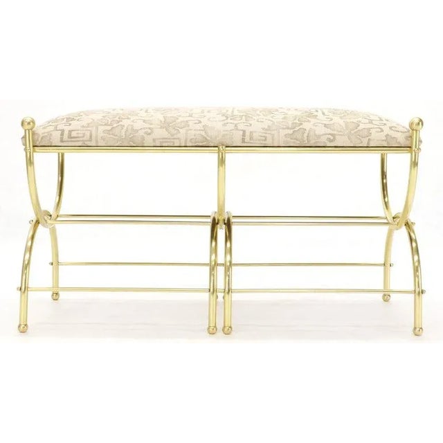 Solid Brass Frame Mid-Century Window Bench New Upholstery For Sale - Image 6 of 13