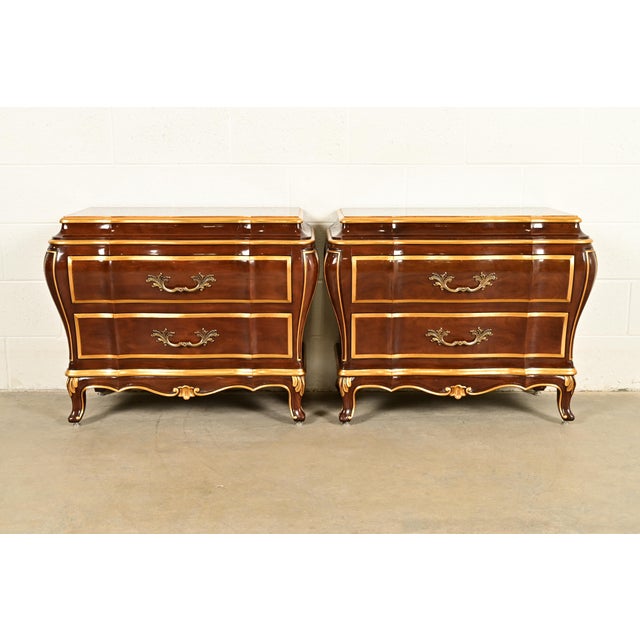 Karges French Provincial Louis XV Burled Walnut and Gold Gilt Bombay Chests of Drawers, Pair For Sale - Image 16 of 16