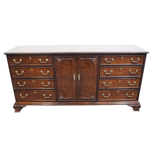 Traditional Century Furniture Solid Mahogany Traditional Style 73" Triple Door Dresser For Sale - Image 3 of 14
